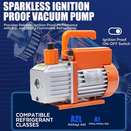 Miniatura 5 de BACOENG Juego de bomba de vacío y medidor de CA R32, kit de bomba de vacío HVAC de 4 CFM para sistema Mini Split, motor sin chispas