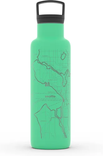 Miniatura 36 de Well Told Botella de agua aislada con mapa de Washington DC grabado, botella de acero inoxidable grabada (21 onzas, blanco) botella aislada de mapa