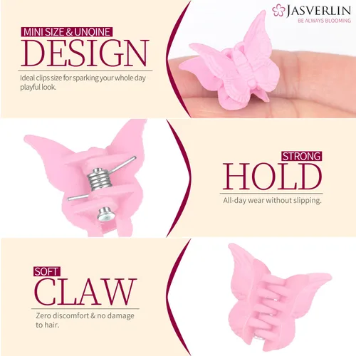 Miniatura 4 de JASVERLIN Pinzas para el cabello de mariposa coloridas, lindas pinzas pequeñas para niñas, Y2K 90s para niños y mujeres, mariposas, accesorios