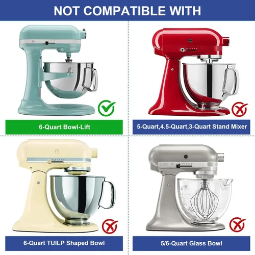 Miniatura 2 de Roabertic Batidor de borde flexible para batidora KitchenAid con soporte elevador de tazón, pala batidora plana de 6 cuartos de galón con bordes