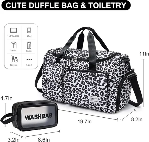 Miniatura 342 de Pequeña bolsa de gimnasio para mujer, bolsa de viaje con compartimento para zapatos