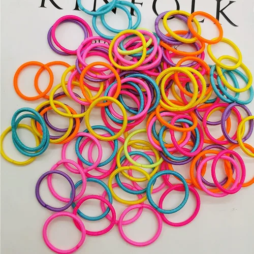 Miniatura 8 de 400 ligas multicolor para el cabello, soportes elásticos para cola de caballo sin arrugas, accesorios para el cabello de 0.8 in para niñas