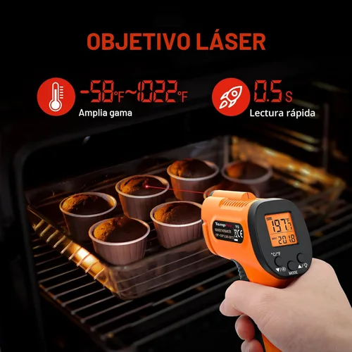 Miniatura 3 de ThermoPro Pistola de termómetro infrarrojo TP30, termómetro láser para cocinar, horno de pizza, plancha, motor, HVAC, pistola de temperatura láser