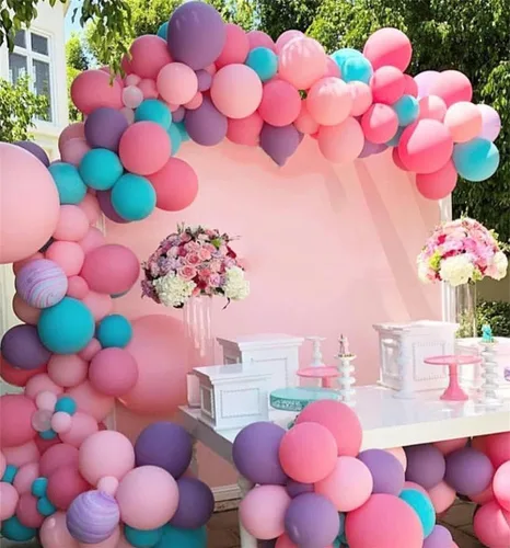 Miniatura 7 de Fondo de camarón rosa redondo rosa de 7.2 pies, fondo de fotografía circular con 4 clips para mujeres y niñas, suministros de decoración de fiesta