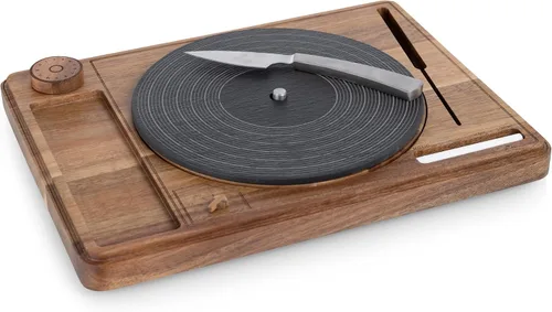 Miniatura 4 de PICNIC TIME Tabla giratoria para quesos con cuchillo, tablero de charcutería de disco de vinilo retro, bandeja giratoria Lazy Susan para servir