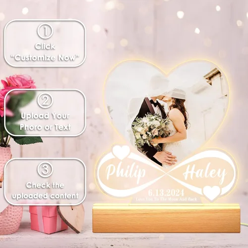 Miniatura 6 de Canción acrílica personalizada con foto, regalo personalizado para novio, novia, cubierta de álbum acrílico, placa de música transparente