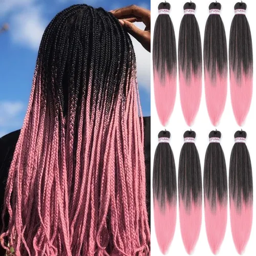 Miniatura 34 de BEFUNNY Cabello para Trenzar, Cabello para Trenzar Pre-Estirado, 24 Pulgadas 8 Paquetes Cabello Preestirado Ombré para Trenzas de Caja de Crochet