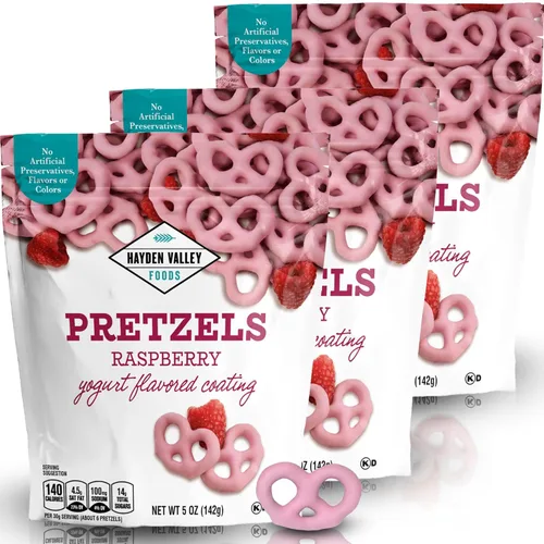 Miniatura 17 de Hayden Valley Foods Pretzels cubiertos con sabor a yogur de arándanos Bolsas de 5 onzas (paquete de 3) Sin sabores artificiales, conservantes