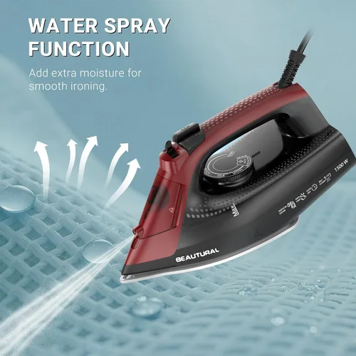 Miniatura 4 de BEAUTURAL Plancha de vapor para ropa, suela recubierta de cerámica con vapor de ráfaga, apagado automático de 3 vías, antigoteo y anti-calco