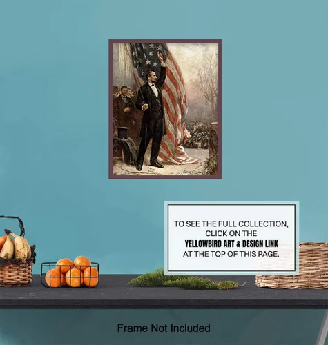 Miniatura 6 de Abraham Abe Lincoln - Póster artístico de la bandera estadounidense, regalo patriótico de 8 x 10 pulgadas para hombres, republicanos, conservadores