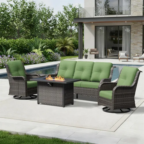 Miniatura 79 de Joyside Juego de sillas de mimbre para patio, juego de 3 piezas de mimbre para exteriores con 2 sillas reposabrazos y 1 mesa auxiliar para terraza