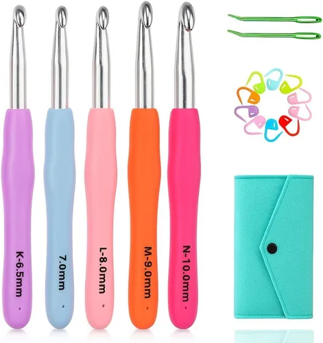 Yarniss - Juego de ganchos de ganchillo ergonómicos grandes de 0.256 pulgadas, 0.276 pulgadas, 0.315 pulgadas, 0.354 pulgadas, 0.394 pulgadas