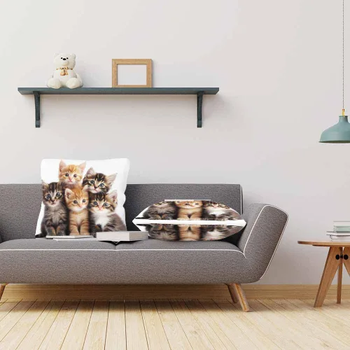 Miniatura 3 de Juego de 2 fundas de almohada cuadradas decorativas para sofá y cama, para hombres y mujeres, 18 x 18 pulgadas, diseño de gatitos lindos color negro