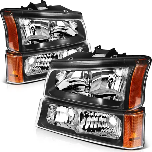 Miniatura 21 de Conjunto de faros delanteros para Chevy Avalanche 1500 2003-2006 para Avalanche 2500 03-06 para 1500 Classic 2007 carcasa negra reflector ámbar
