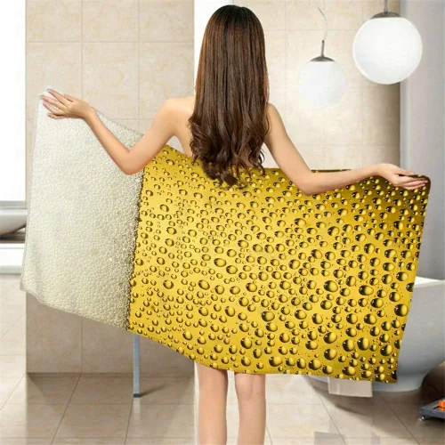 Miniatura 2 de Moslion Comfy - Toallas de baño suaves con cerveza fresca, color dorado, toalla de baño/playa/camping para mujeres, hombres, niñas, niños