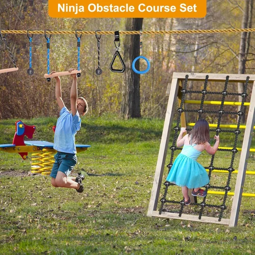 Miniatura 3 de Red de carga de escalada para niños al aire libre de 30 x 139 pulgadas, cuerda de nailon sin nudos, red de escalada para patio de recreo, red