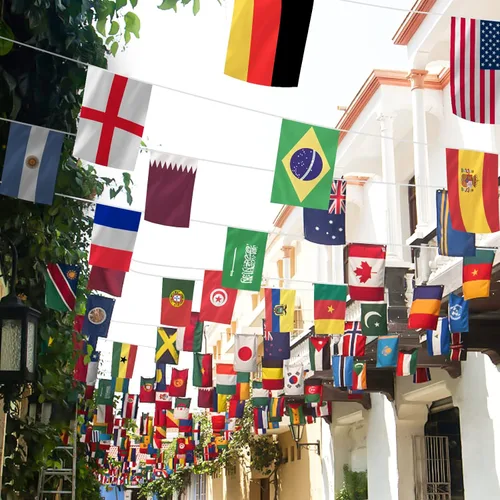 Miniatura 6 de AhfuLife Bandera mundial de 32 países para decoración de fiestas, banderas internacionales de poliéster de doble cara para la Copa del Mundo