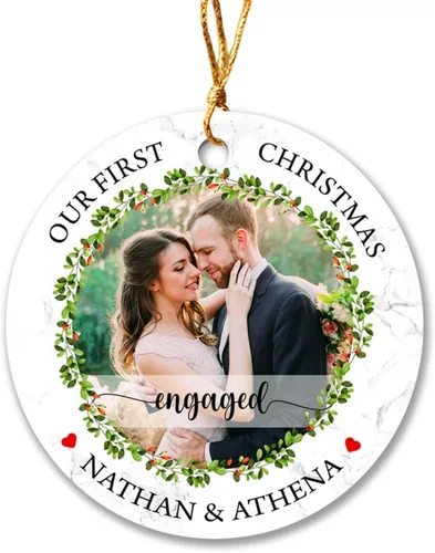 Miniatura 22 de Marco de fotos personalizado para perro, adorno de Navidad 2025 – Nombre y año personalizados para decoración de árboles, adorno de imagen