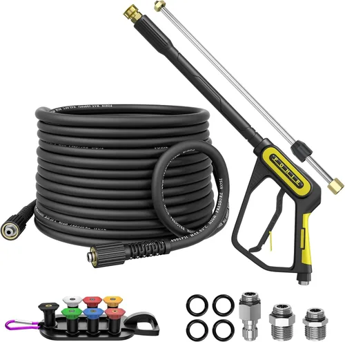 Miniatura 9 de POHIR Pistola de lavado a presión de 5000 PSI, longitud ajustable de 40 pulgadas con enchufe giratorio de 3/8 pulgadas y ajuste M22-14/0.591 in y 5
