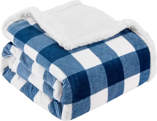 Touchat - Manta Sherpa de tela escocesa, suave y esponjosa, manta de microfibra de felpa de franela de felpa de tamaño doble para sofá cama (60 x 70