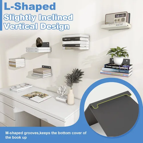 Miniatura 5 de Estantería flotante de libros FENTEC para pared, estantería flotante invisible montada en la pared, estanterías colgantes resistentes, estante
