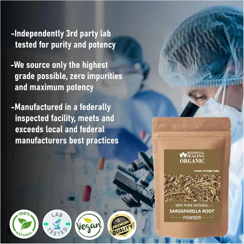 Miniatura 3 de Blessfull Healing Polvo orgánico de raíz de zarzaparrilla 100% puro y natural, 3.52 onzas