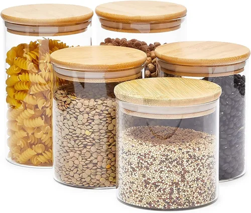 Juvale Tarros de almacenamiento de vidrio surtido, recipiente hermético para preservar la frescura, tarro de vidrio transparente con tapa,