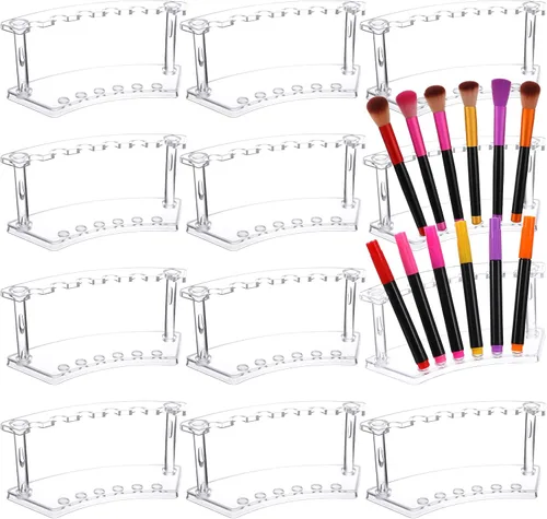 12 soportes de exhibición de acrílico para bolígrafos, organizador transparente de 6 ranuras para brochas de maquillaje, bolígrafos de cejas,