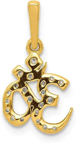 Miniatura 3 de Colgante Om de oro amarillo macizo de 14 quilates con diamante de 16 quilates
