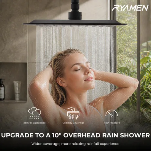 Miniatura 3 de Ryamen Combo de cabezales de ducha dobles mejorados, cabezal de ducha filtrado de 10 pulgadas con mano, cabezal de ducha de lluvia de 3 vías