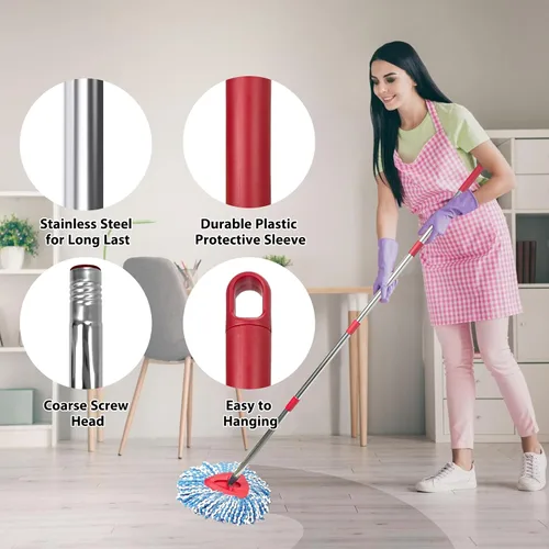 Miniatura 4 de Nuorest - Juego de repuesto para trapeador giratorio para sistema RinseClean de 2 tanques, incluye 2 cabezales de trapeador de microfibra, 1 mango