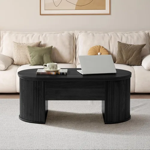 Miniatura 3 de Mesa de Centro Pequeña con Tapa Elevable, Mesa de Centro Rectangular de Madera con Tapa Elevable y Compartimento de Almacenamiento Oculto, Mesas