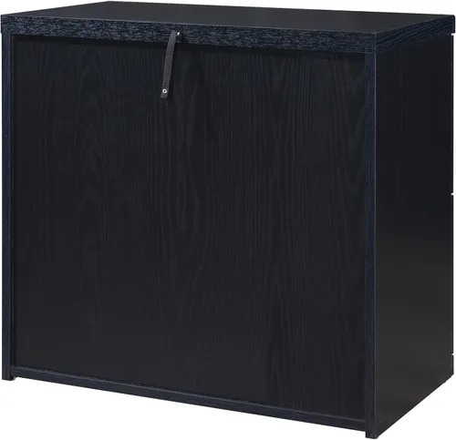 Miniatura 8 de OSP Home Furnishings Alpine Archivador de 2 cajones con cajón superior de bloqueo y sistema de fijación de bloqueo, lateral, color negro