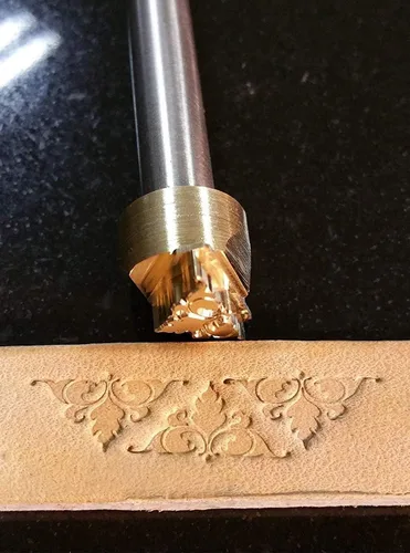 Miniatura 4 de DandS ltd Herramienta de sello de cuero con textura de cesta, herramienta profesional de metal para trabajo en cuero, relieve, tallado y proyectos