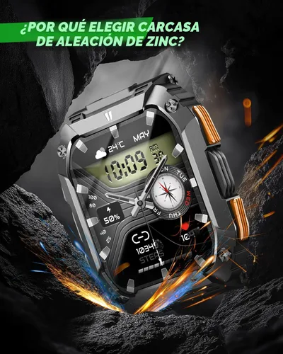 Miniatura 8 de Relojes inteligentes para hombre (luz láser y batería de 100 días), reloj de fitness de 1.95 pulgadas: reloj inteligente militar impermeable