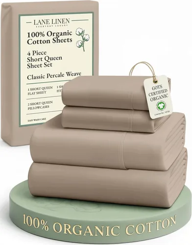 Miniatura 93 de LANE LINEN Sábanas 100% algodón orgánico para cama tamaño King, sábanas de percal suave, transpirables, de lujo, estilo hotelero, lavables a 09