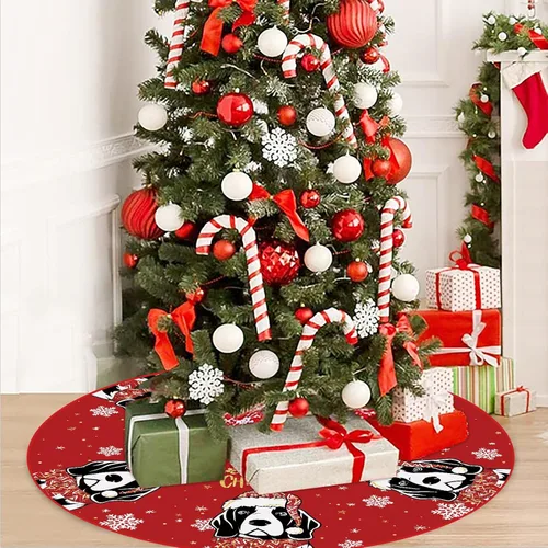 Miniatura 4 de Falda de árbol de Navidad roja con Beagle, falda de árbol navideño de invierno de 48 pulgadas para decoraciones navideñas de perros para interiores