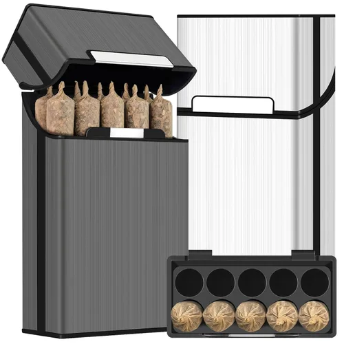 Miniatura 7 de Paquete de 2 cajas de soporte de cono preenrollado tamaño King, caja de cigarrillos de 10 agujeros para cigarrillos de tamaño regular o king, caja