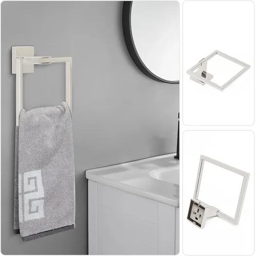 Miniatura 7 de NearMoon Juego de 5 piezas de accesorios de baño de acero inoxidable 304, juego de toallero cuadrado que incluye toallero de 16 pulgadas + anillo