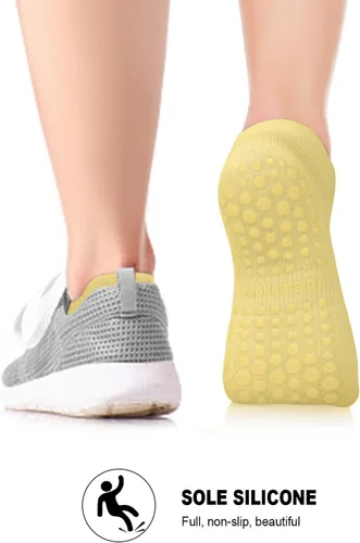 Miniatura 2 de 6 pares de calcetines de agarre de pilates para mujer, calcetines atléticos antideslizantes para yoga, barre, ballet, descalzo, entrenamiento