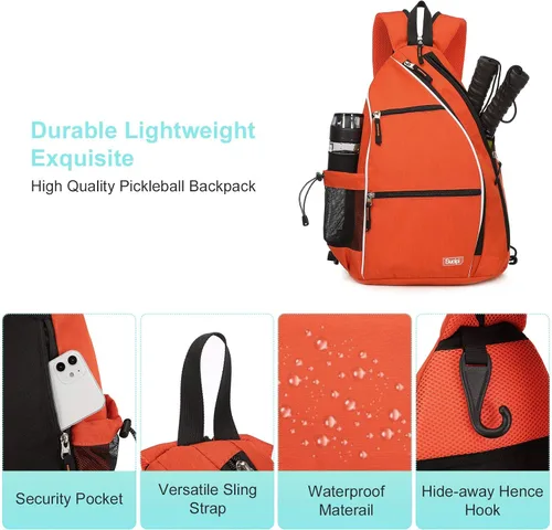 Miniatura 4 de Sucipi Pickleball Bag - Men's & Women's Pickleball Backpack, Adjustable Sling Bag w/Fence Hook/Large Capacity/Safety Pocket Naranja