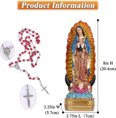 Miniatura 3 de Estatuas de la Virgen de Guadalupe orenm, Estatua de Nuestra Señora de Guadalupe de 8 Pulgadas en Color, Estatua de Resina de la Virgen María