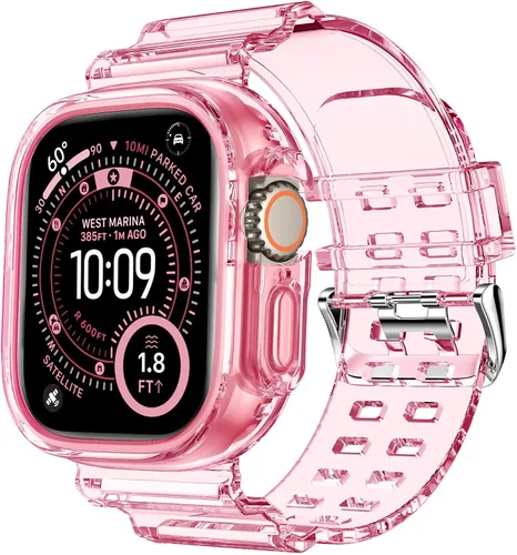 Miniatura 73 de DABAOZA - Correa compatible con Apple Watch de 49 mm, 46 mm, 45 mm, 44 mm, 42 mm, 41 mm, 40 mm, 38 mm, con protector, correa de TPU brillante