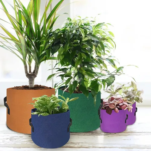 Miniatura 6 de HAOWIN Paquete de 7 bolsas de cultivo coloridas de 14.11 oz más gruesas, macetas de tela de 10 galones, 7 galones, 5 galones, 3 galones, paquete