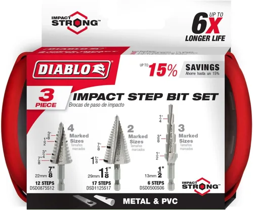 Miniatura 2 de Diablo Impact Strong Step - Juego de brocas de perforación rápida y precisa en metales finos, plástico y acero, punta de punto dividido, diseño