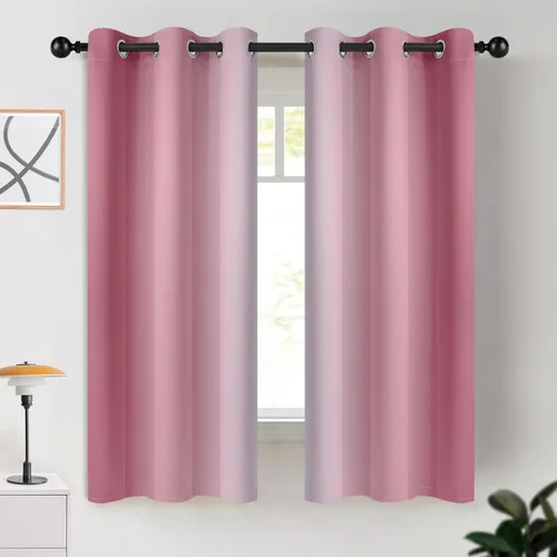 Miniatura 174 de COSVIYA Cortinas 100% Opacas Azul Degradado con Lazos Ajustables para Cocina Aislamiento Térmico Oscurecimiento de Habitación Cenefa con Bolsillo