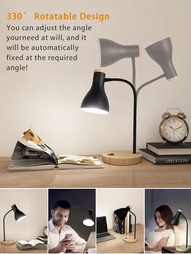 Miniatura 4 de LALISU Lámpara de escritorio de metal, lámpara de mesa, luces de lectura, lámparas de escritorio de arco para dormitorio, lámpara de cabecera