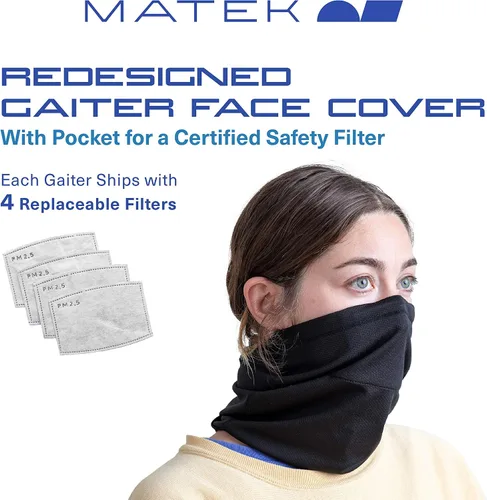 Miniatura 2 de Matek Polaina - Polaina ligera para el cuello con filtros de defensa de seguridad para hombres mujeres y niños