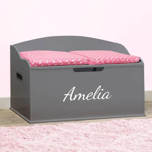 DIBSIES Caja de juguetes personalizada Creative Wonders, serie Signature para niños, 30 x 19.25 x 18 pulgadas, tapa de cierre suave (gris cola de