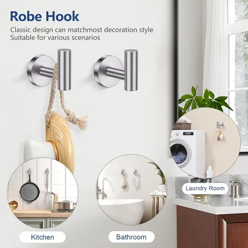Miniatura 5 de TQKAG Juego de 5 piezas de accesorios de baño de níquel cepillado 23.6" SUS304 de acero inoxidable Juego de soporte de toalla de baño Soporte